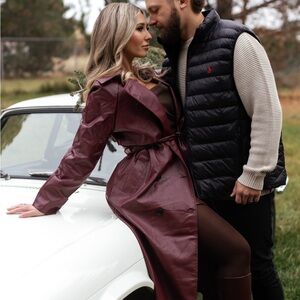 Burgundy leather trench